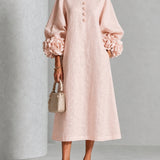 Marnie | Bloemen Midi-jurk met Knopen