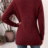 Marlowe | Bordeauxrood Ribgebreid Vest met Knoop