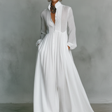 Sita | Patchwork Maxi-jurk met Hoge Hals en Lange Mouwen