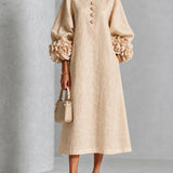 Marnie | Bloemen Midi-jurk met Knopen