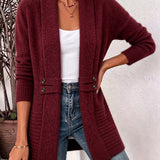 Marlowe | Bordeauxrood Ribgebreid Vest met Knoop
