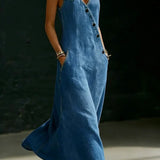 Vera | Lange denim jurk met knoopsluiting