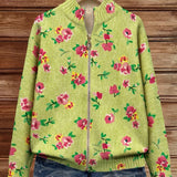 Constance | Vest met Rits, Roze en Limoengroene Bloemen