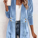 Delaney | Hemelsblauwe Fluwelen Cardigan met Knoop