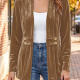 Sutton | Camel Fluwelen Cardigan met Knoopbandje