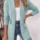 Nova | Ribgebreid Vest met Knooplus in Aqua