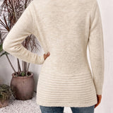 Harlow | Ribgebreid Vest in Haverbeige met Knooplus