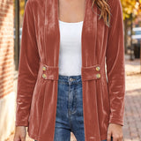 Sienna | Roestbruine Fluwelen Cardigan met Knoopbandje