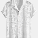 David | Transparant Gehaakt T-Shirt met Etnische Print