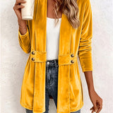 Maeve | Mosterdgele Fluwelen Cardigan met Knoopbandje