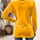 Maeve | Mosterdgele Fluwelen Cardigan met Knoopbandje