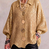 Isadora | Vest met Oversized Kraag en Grote Metalen Knopen