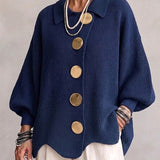Isadora | Vest met Oversized Kraag en Grote Metalen Knopen