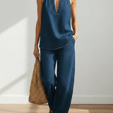 Ivy | Zacht gewassen vintage denim tweedelige set
