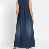 Karen | Zacht gewassen vintage denim maxi-jurk