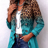 Beatrice | Ombré Luipaard Blazer met Ruches