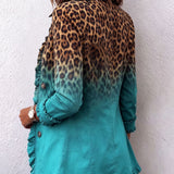 Beatrice | Ombré Luipaard Blazer met Ruches
