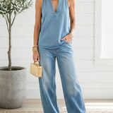Ivy | Zacht gewassen vintage denim tweedelige set