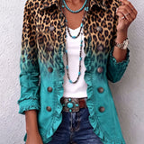 Beatrice | Ombré Luipaard Blazer met Ruches