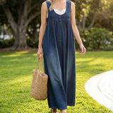 Karen | Zacht gewassen vintage denim maxi-jurk