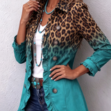 Beatrice | Ombré Luipaard Blazer met Ruches