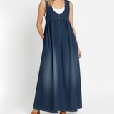 Karen | Zacht gewassen vintage denim maxi-jurk