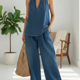 Ivy | Zacht gewassen vintage denim tweedelige set