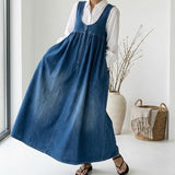 Karen | Zacht gewassen vintage denim maxi-jurk