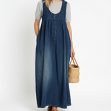 Karen | Zacht gewassen vintage denim maxi-jurk