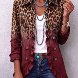 Livia | Ombré Luipaard Blazer met Ruches