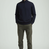 Herentrui met korte rits – slim-fit sportpullover met opstaande kraag