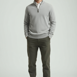 Herentrui met korte rits – slim-fit sportpullover met opstaande kraag