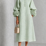 Marnie | Bloemen Midi-jurk met Knopen