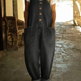 Ruth | Vintage gewassen katoenen denim tuinbroek