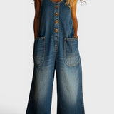 Ruth | Vintage gewassen katoenen denim tuinbroek