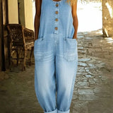 Ruth | Vintage gewassen katoenen denim tuinbroek