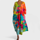 Ana - Kleurrijke Jurk met V-Hals